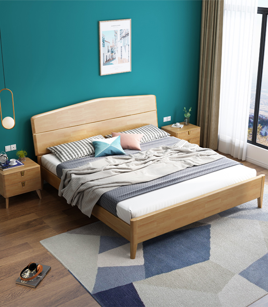 solid wood bed queen